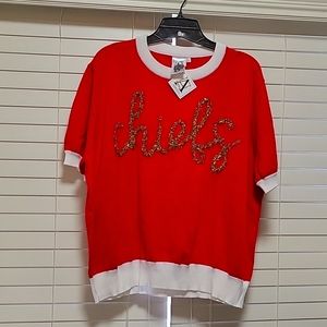 NWT Boutique Kansas City Chiefs sparkle red and gold sweater size large